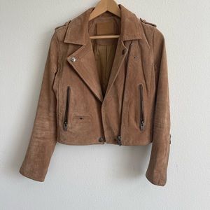 Light brown biker suede jacket